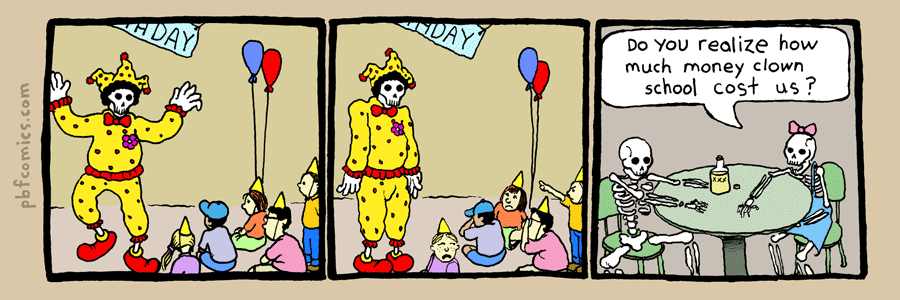 Skeleton clown comic