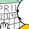 kid stares at a gap in a calendar